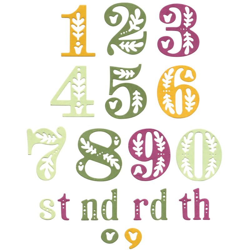 SIZZIX Stanzformen Thinlits Folk Numbers, 18 Stück