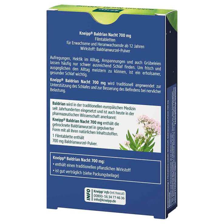 Kneipp Baldrian Nacht 700 mg Filmtabletten, 30 St