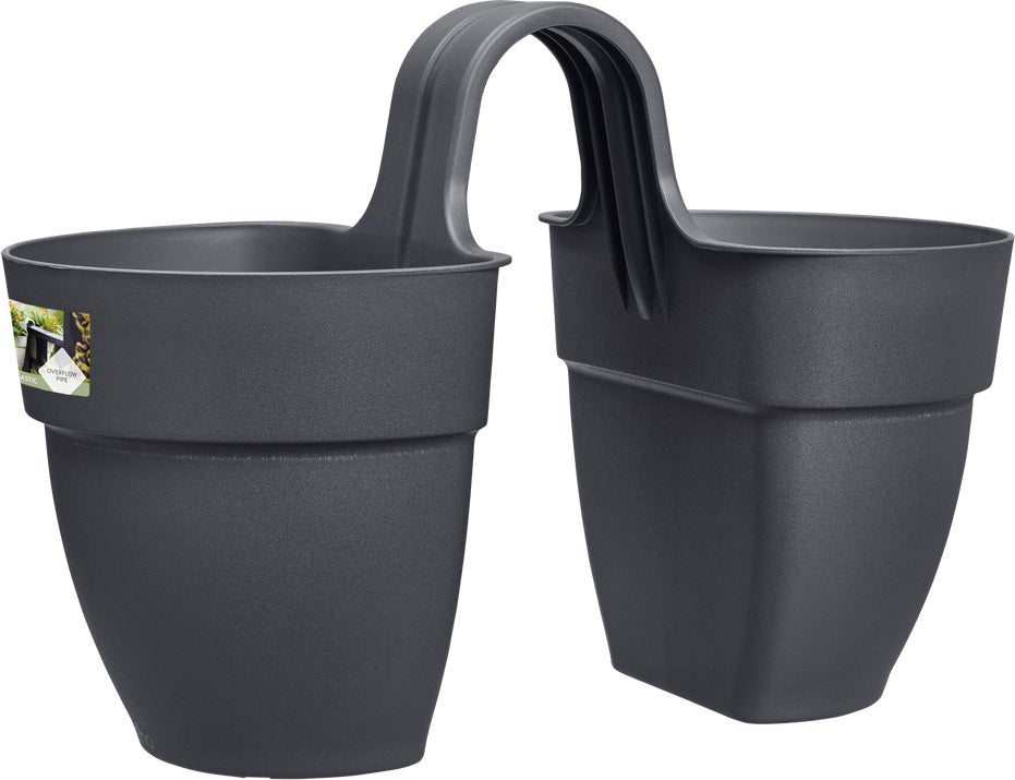 Elho balkonbak Vibia Campana Flower Twin antraciet 20,5 x 38,4 x 26,5 cm