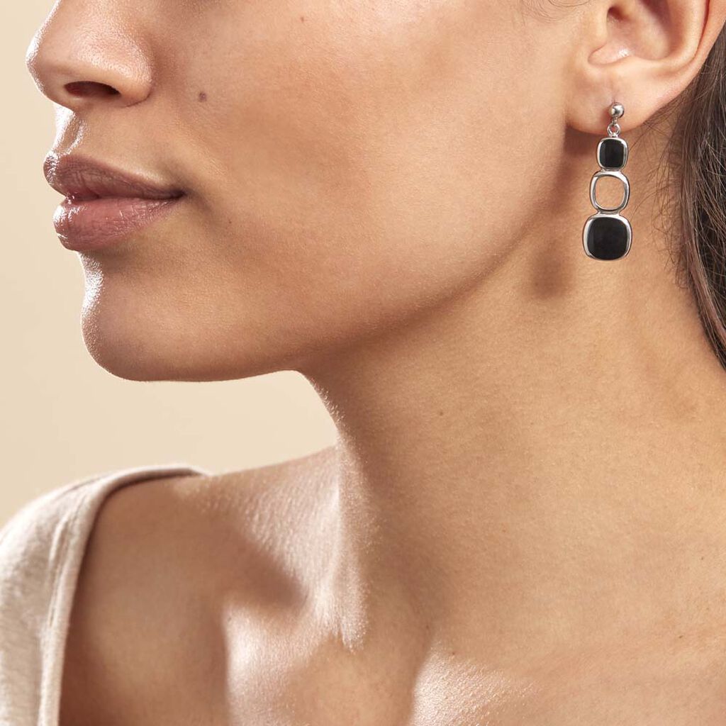 Boucles D'oreilles Pendantes Hatayi Acier Blanc