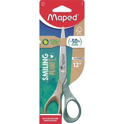 Maped Smiling Planet - Ciseaux Shape pour gaucher 16 cm - disponible dans différentes couleurs - en bois