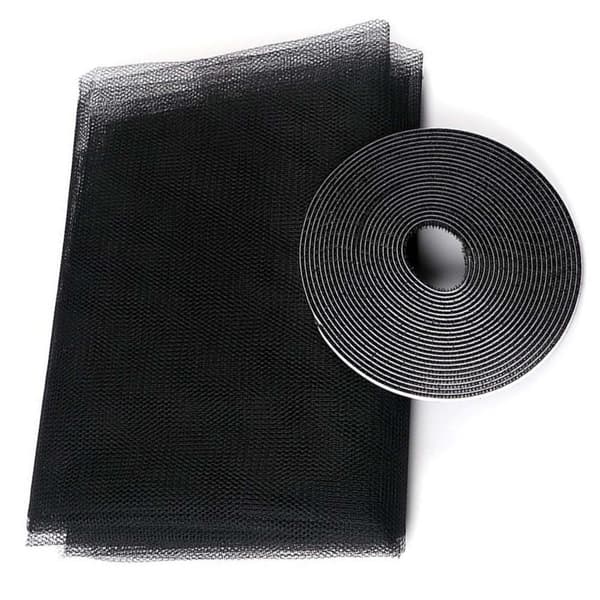Klippbart Myggnett til Vindu med Borrelås 130x150cm Svart