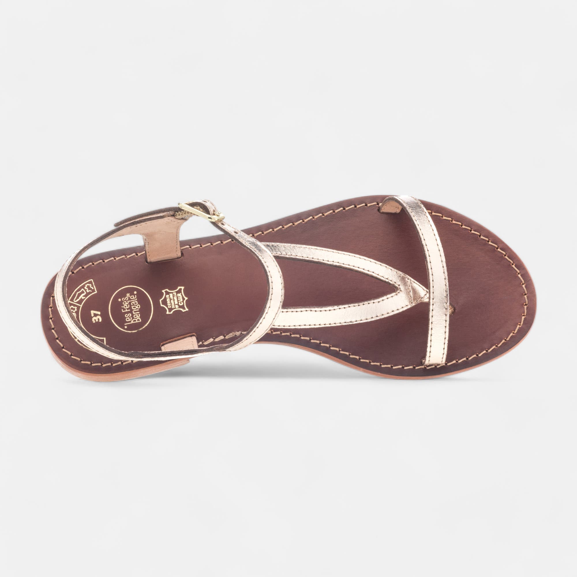 Nu-pieds Femme en cuir or