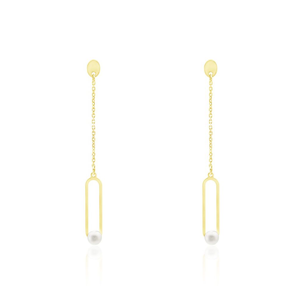 Boucles D'oreilles Pendantes Or Jaune Lucasta Perle De Culture