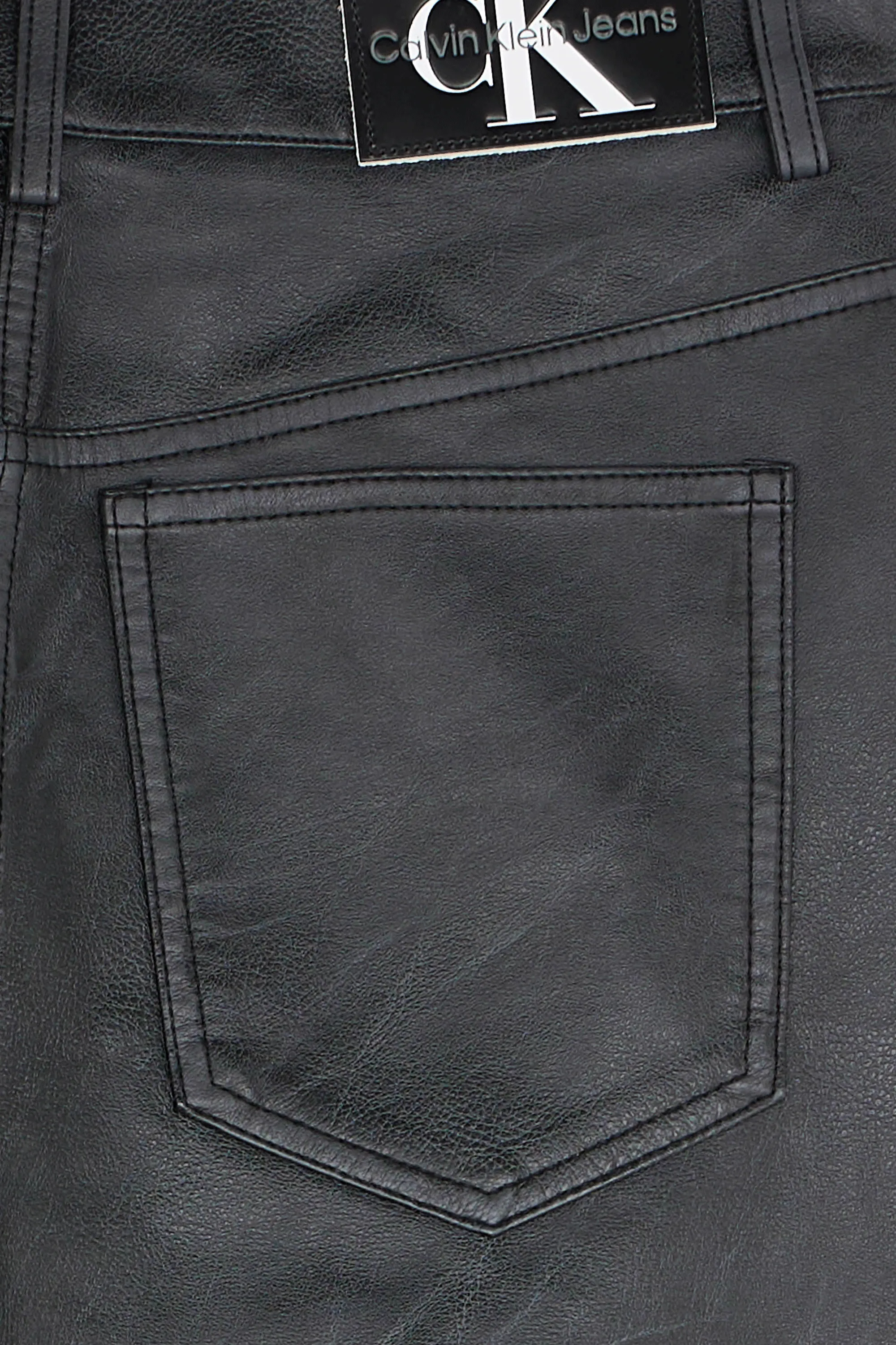 CALVIN KLEIN JEANS Pantalon FAUX LEATHER HIGH RI Noir