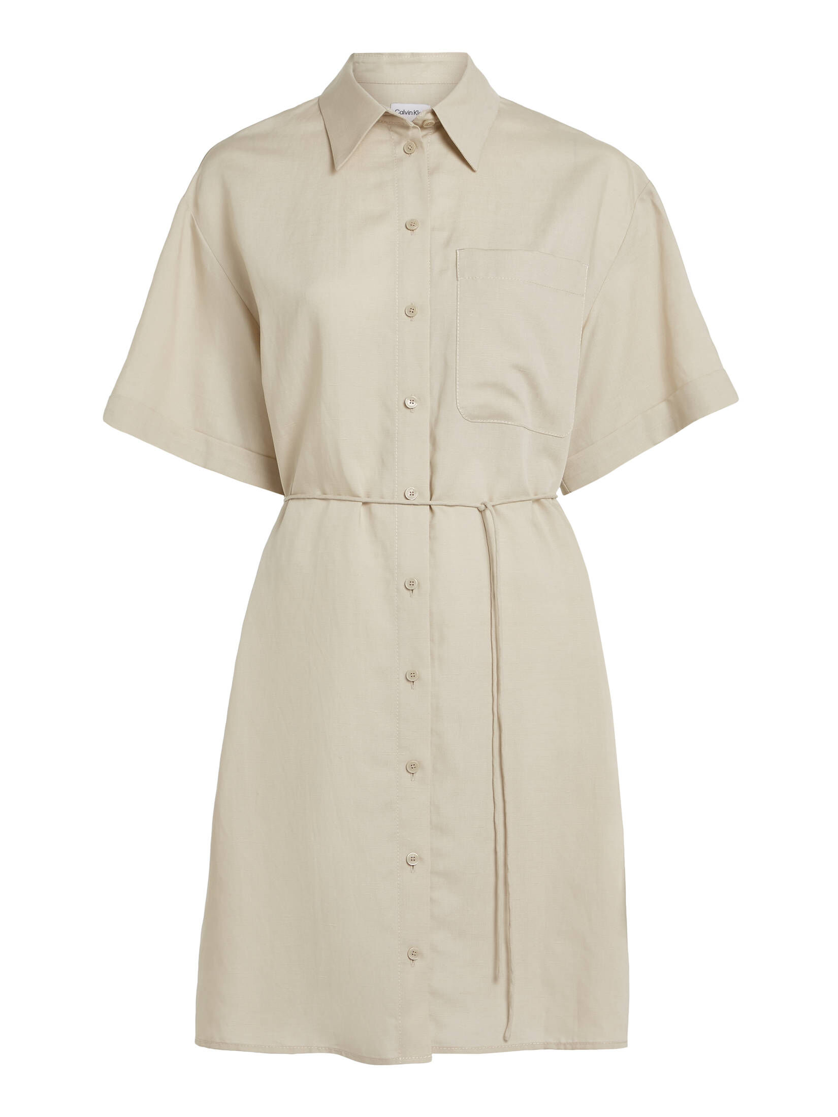 CALVIN KLEIN| Damen Hemdblusenkleid mit Leinen Relaxed Fit