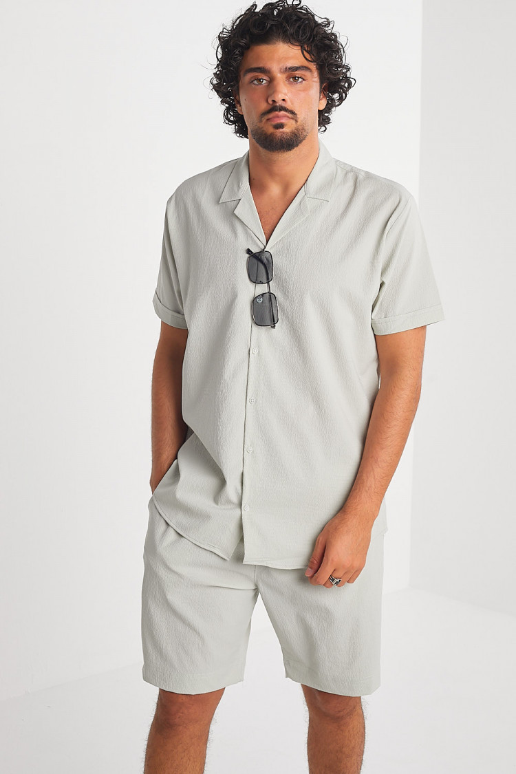 Ensemble 2 pièces chemise + short gris