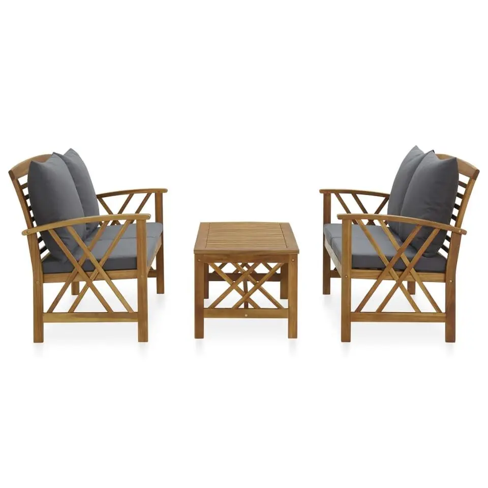 vidaXL - Loungeset - Grijs - Hout