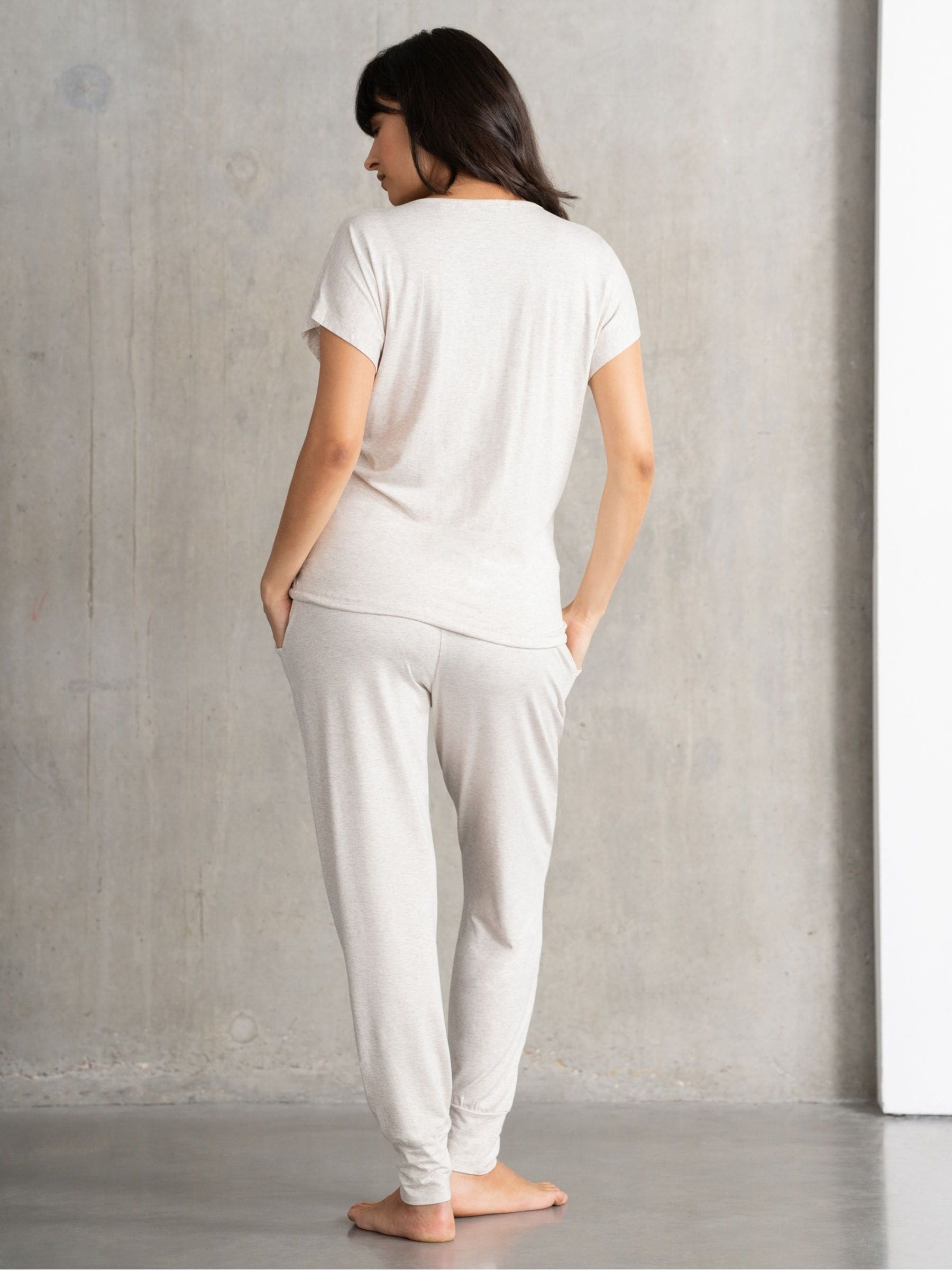 Gemêleerd havermoutkleurig - Seraphine Loungewear Pyjama's Set voor zwangerschap en borstvoeding