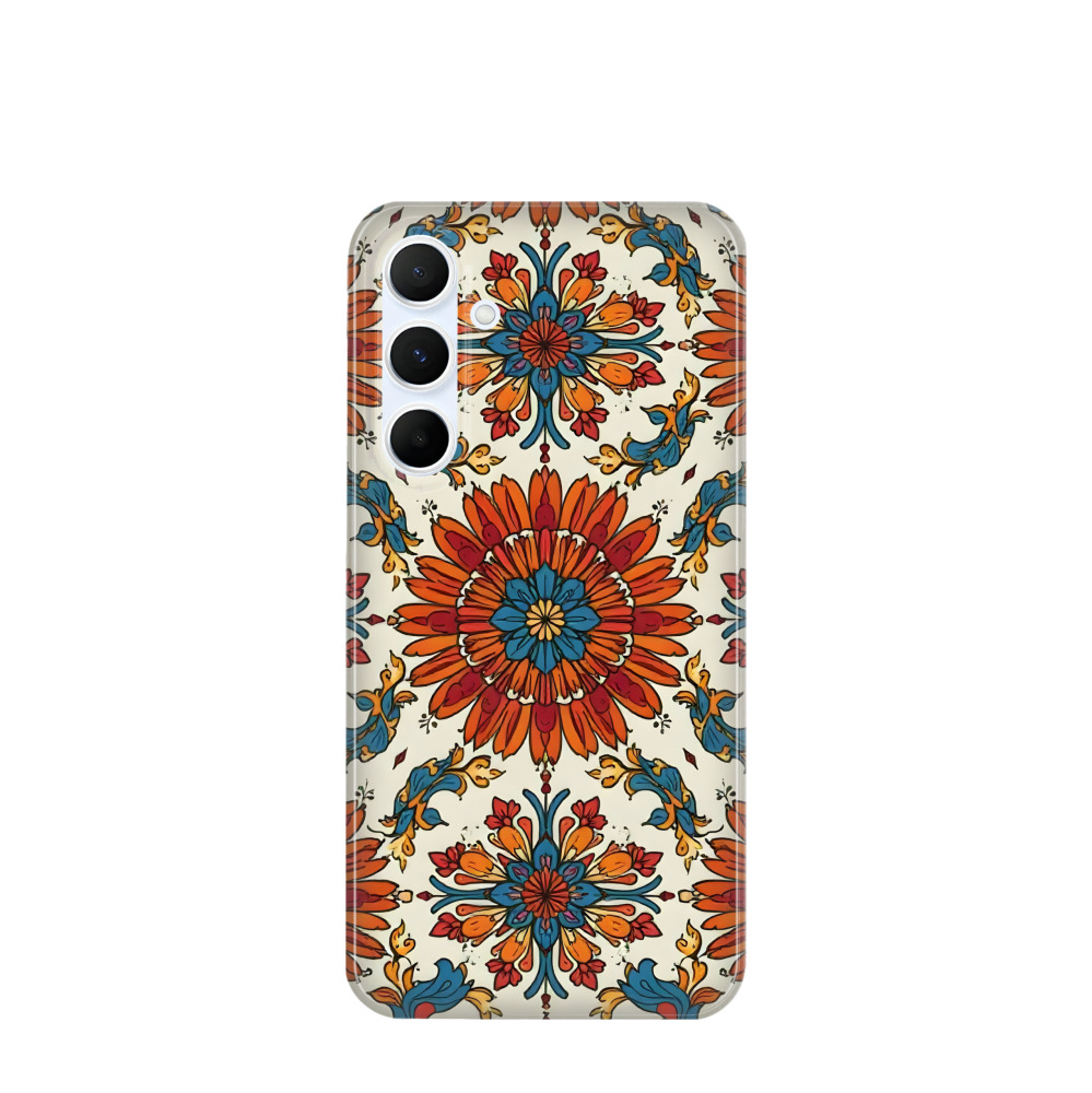 Samsung Galaxy A55 Kunststoff Hülle Majolika-Goldranken - Braun