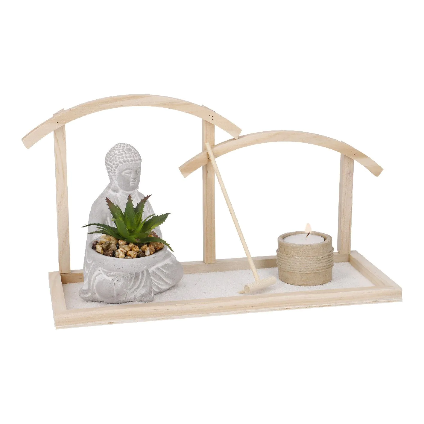 Buddha Dekotablett, natur/grau