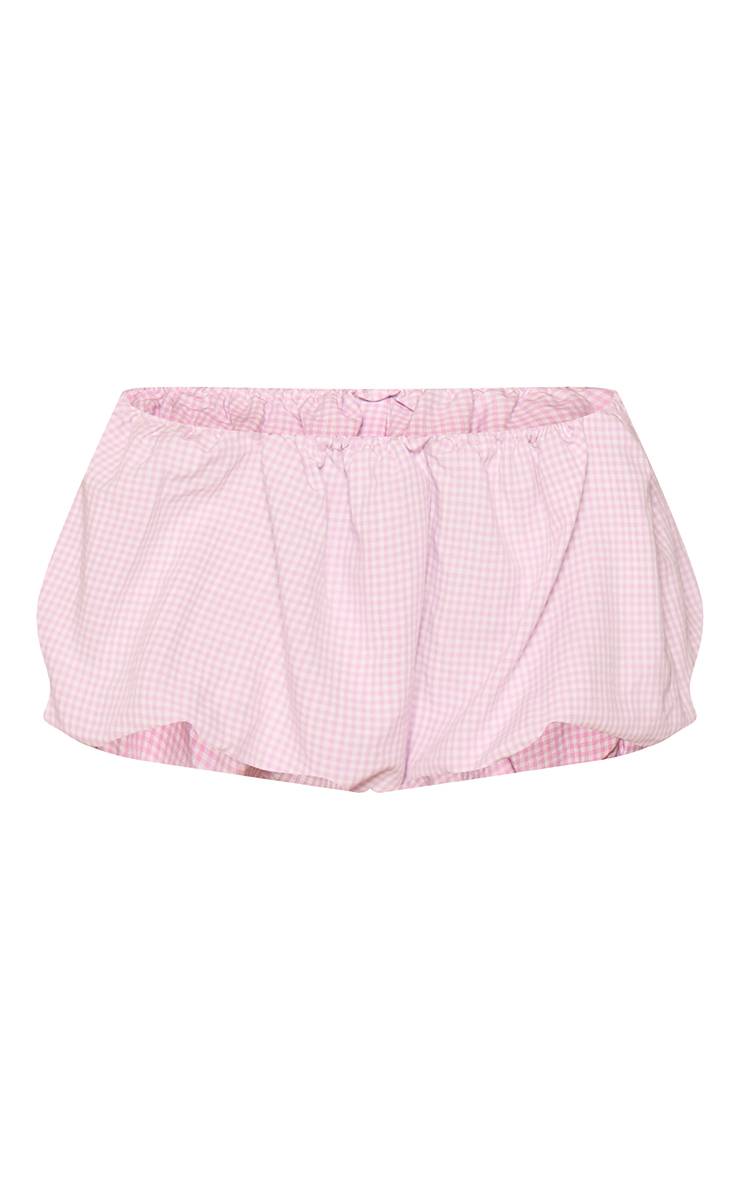 Lilas Ensemble Coordonné Short Bouffant Froncé À Carreaux Vichy