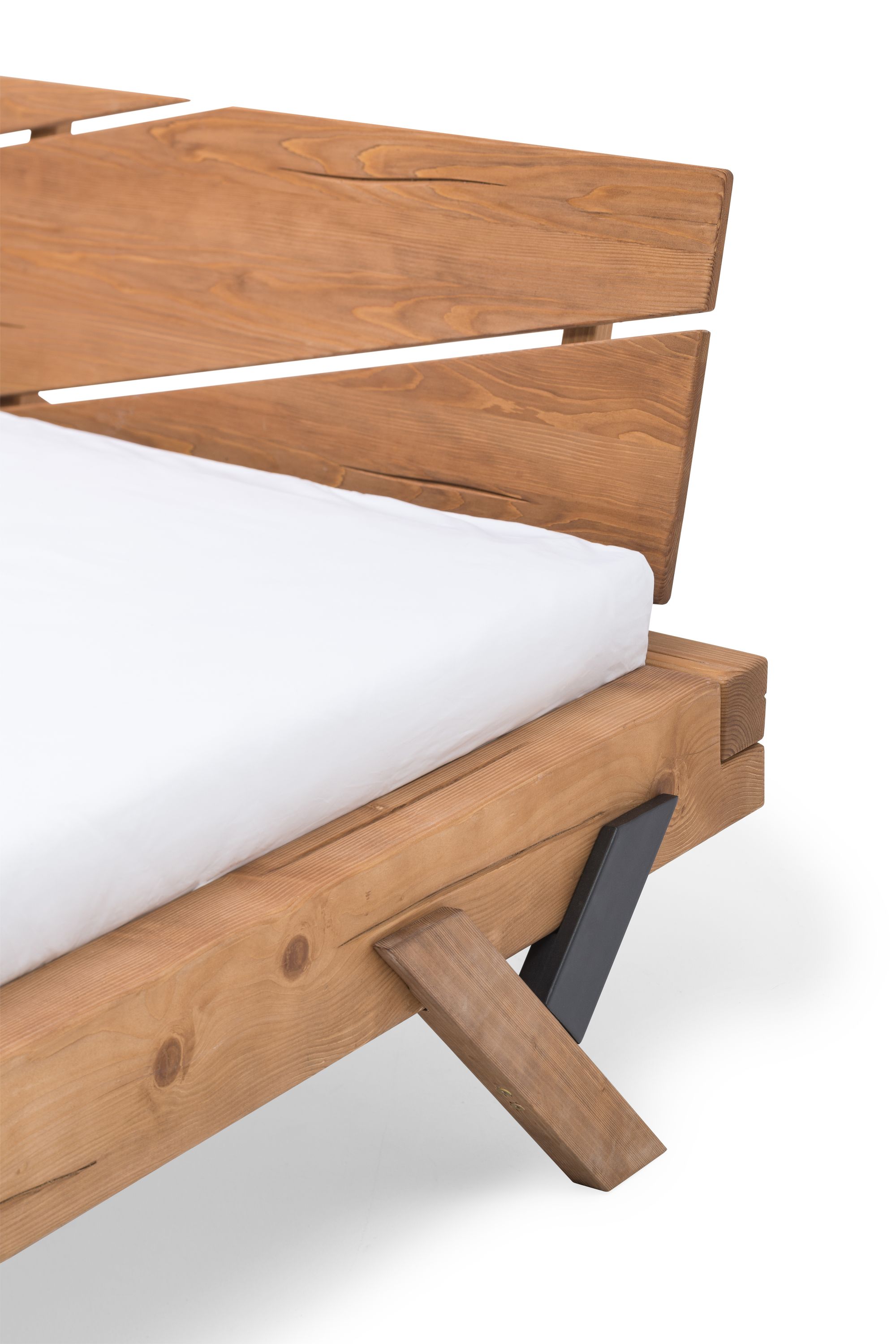 Balkenbett 200 x 200cm Massivholz Bettgestell Doppelbett Ehebett Bettrahmen