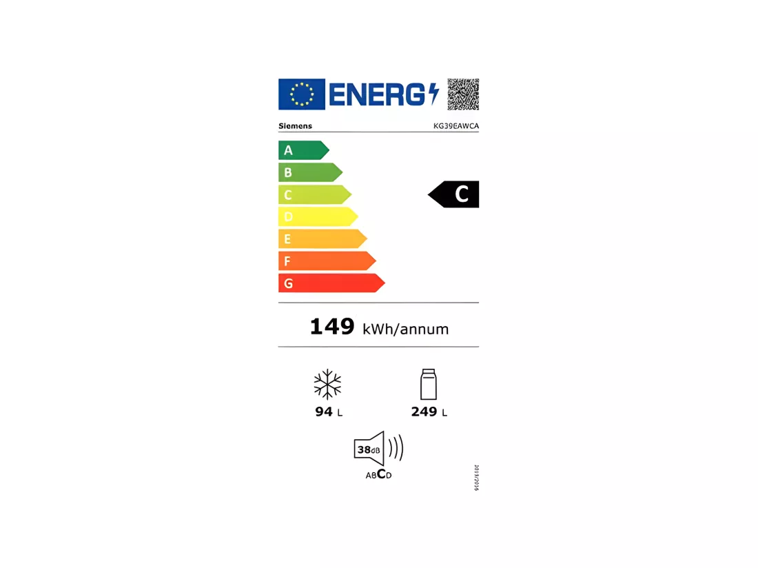 Réfrigérateurs combinés 337L Froid Brassé SIEMENS 60cm C, KG 39 EAW CA
