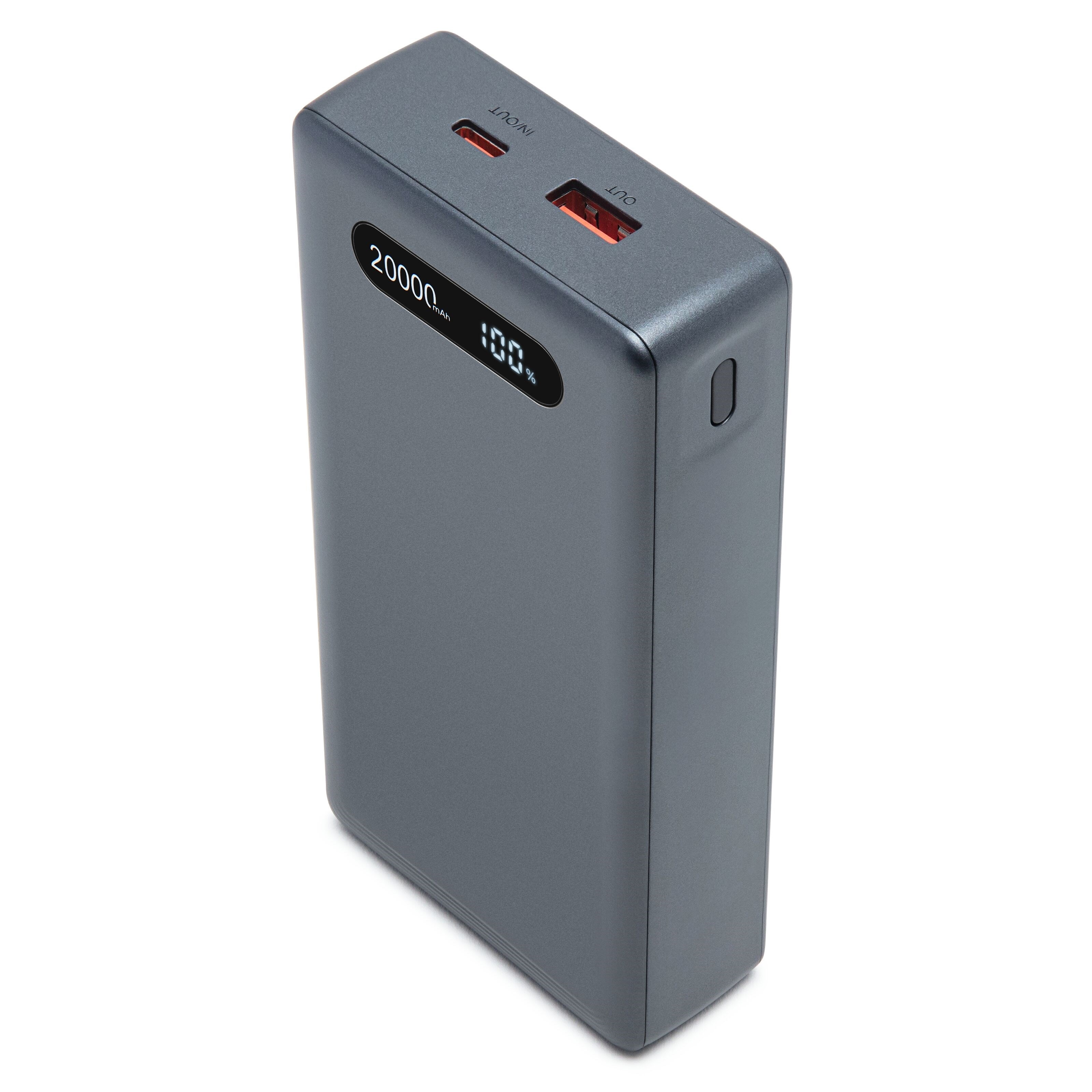 Linocell Powerbank 20000 mAh med lading Grå