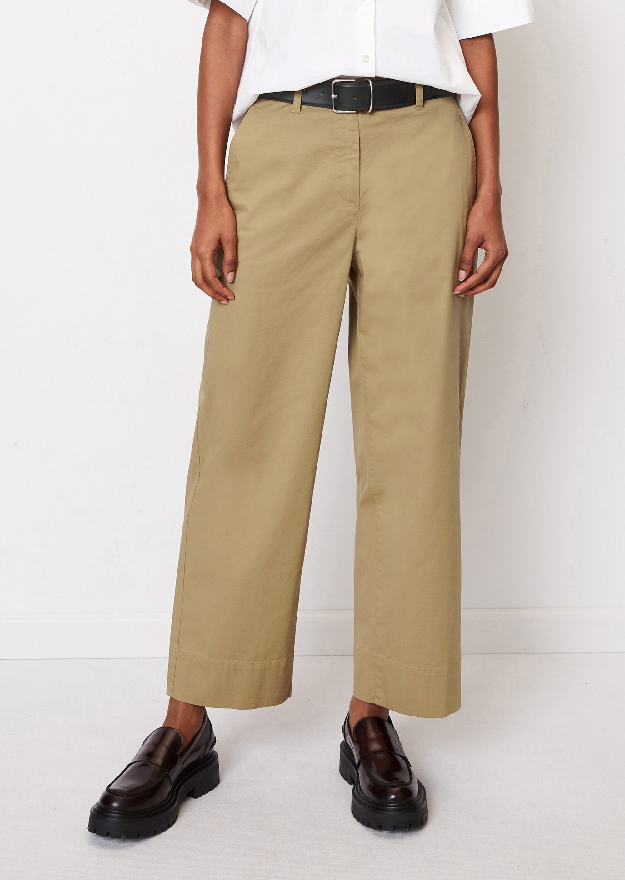 Weite Hose verkürzt aus stretchigem Organic Cotton-Twill