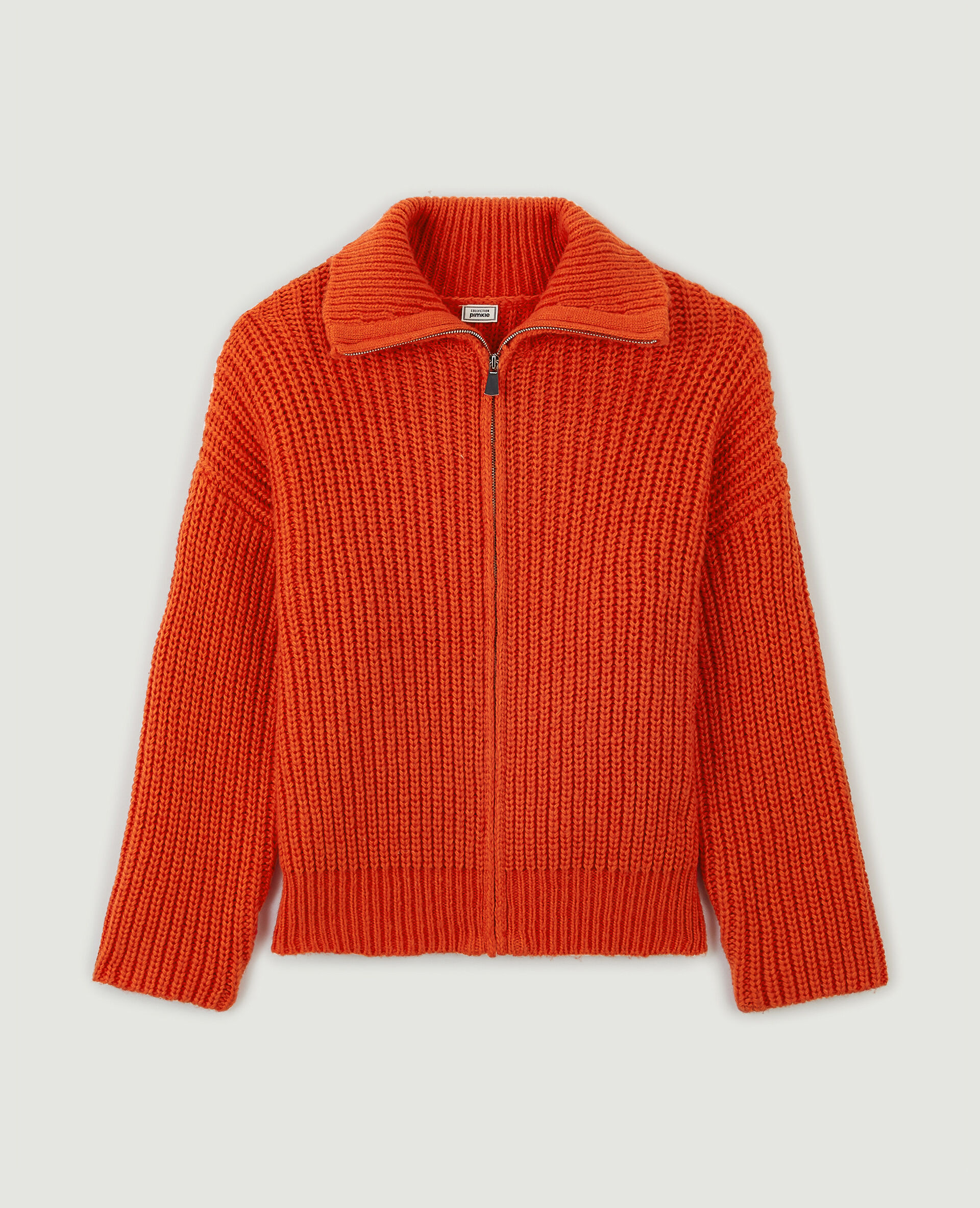 Gilet zippé grosse maille - Orange