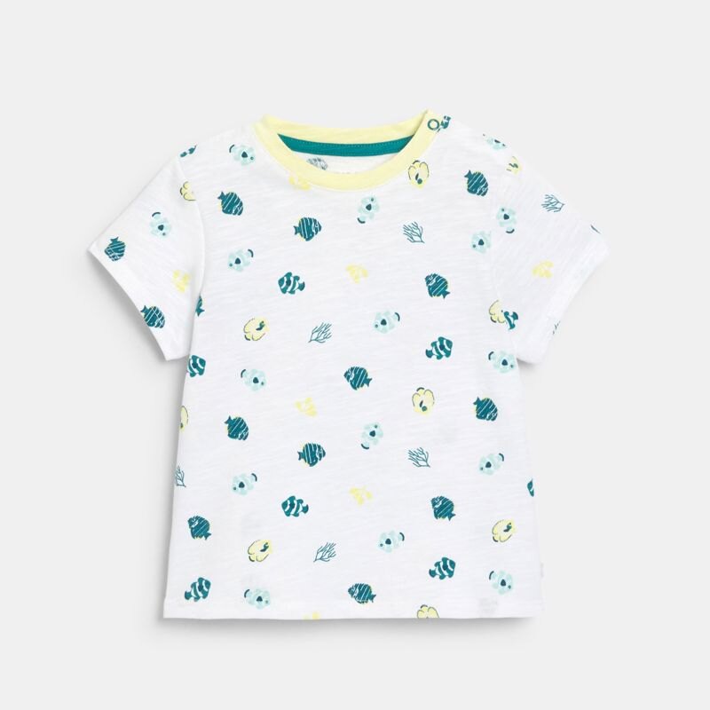 T-shirt océan et short en maille fantaisie jaune bébé garçon Jaune