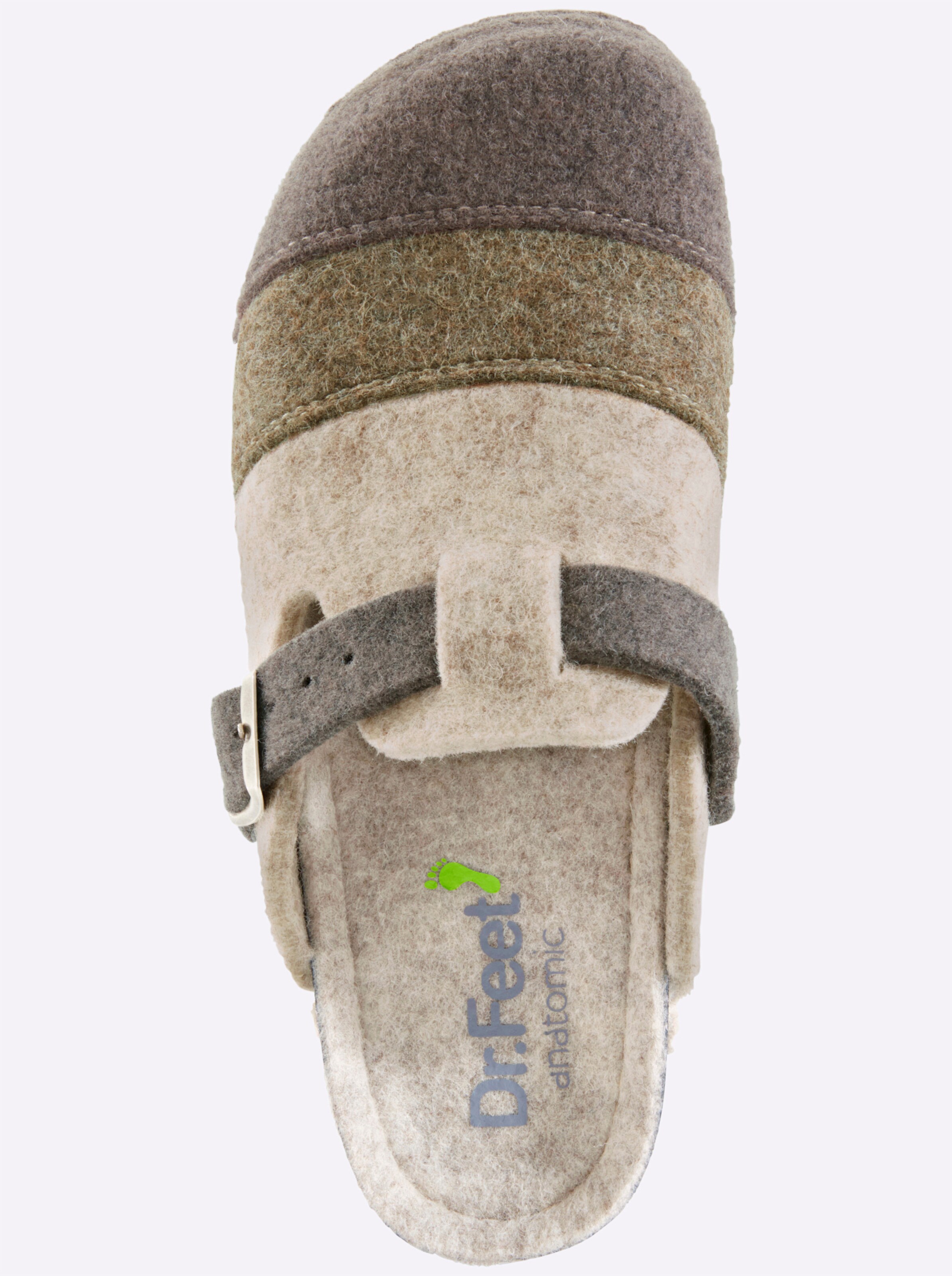 Dr. Feet Hausschuh in taupe-gestreift