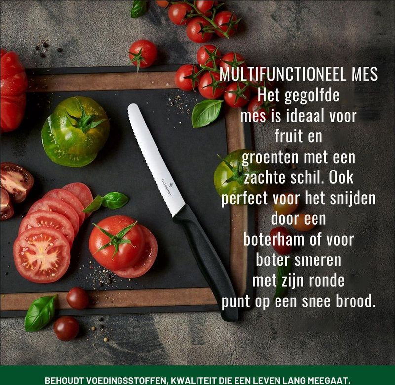 Victorinox - Tafel- Tomatenmessen - Set van 6 - Zwart RVS