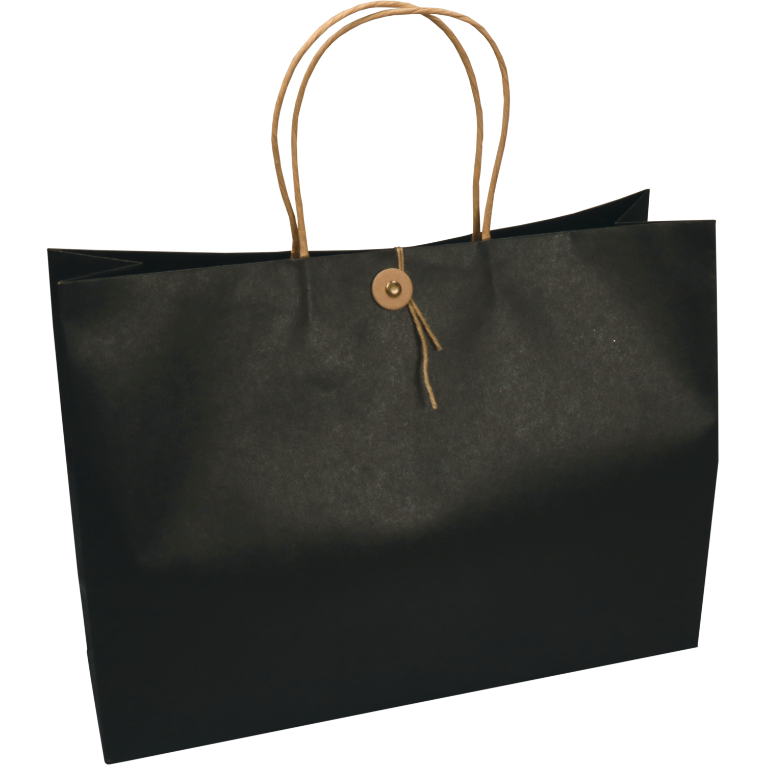 Tas, Papier, gedraaid papieren koord, japanse sluiting, 32.5x 10x24cm, draagtas, zwart