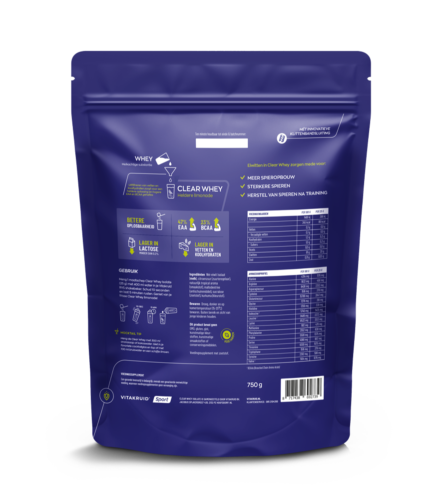 Vitakruid Clear Whey Isolate – Tropical (750 gr)