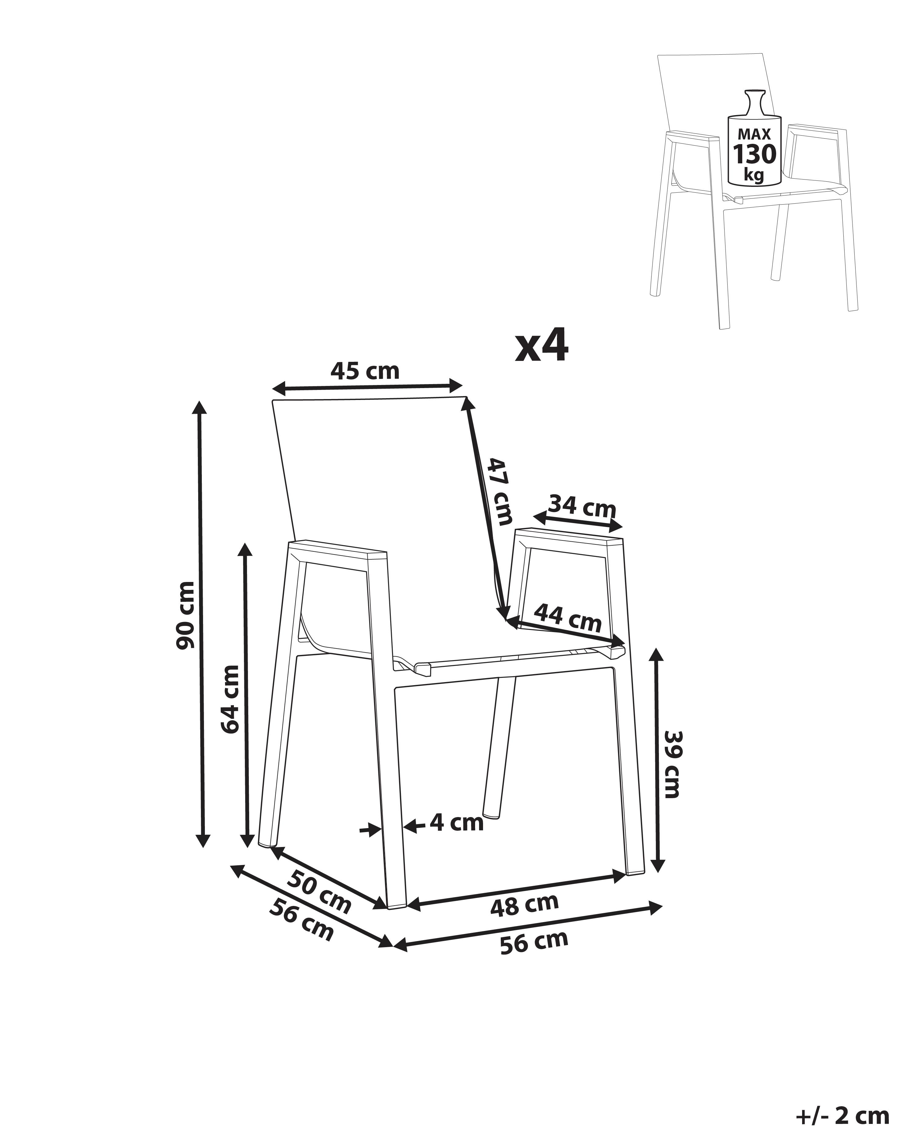 Set van 4 tuinstoelen TIANO Metaal Taupe
