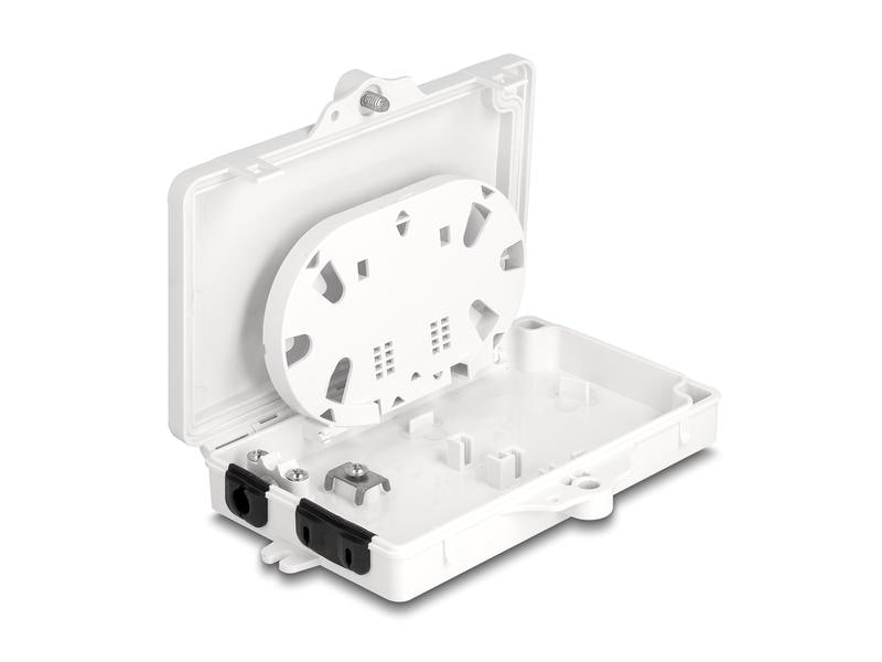 Delock LWL Verteilerbox IP65, 2 Port, Weiss Delock LWL Verteilerbox für Innen- und Aussenbereich IP65 wasserfest abschliessbar 2 Port weiss