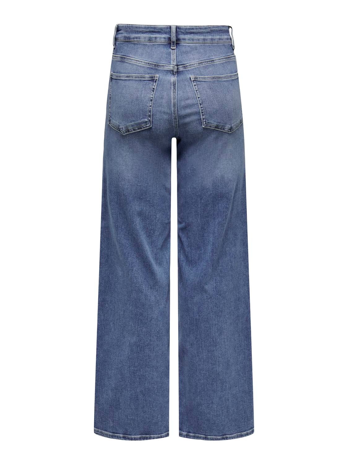 ONLMADISON Hohe Taille Weiter Beinschnitt Jeans Medium Blue Denim