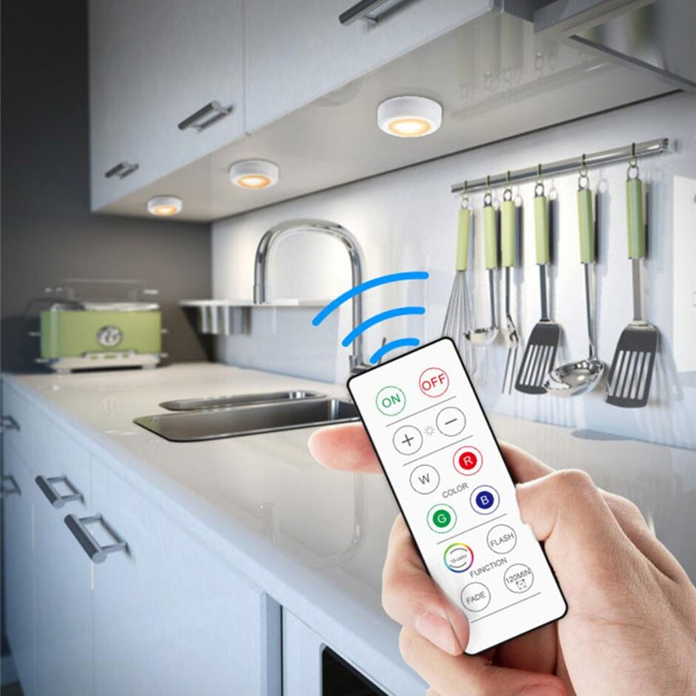 (3er Set) Kabelloses RGB LED Licht Nachtlicht mit Touch Control und Fernbedienung (Dimmbar) - Weiss