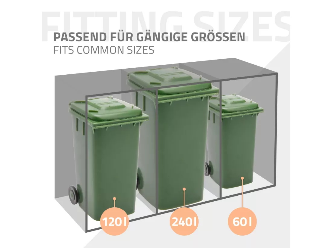 Habillage de poubelle acier Corten conteneur extérieur pour 3 poubelles 3x240L