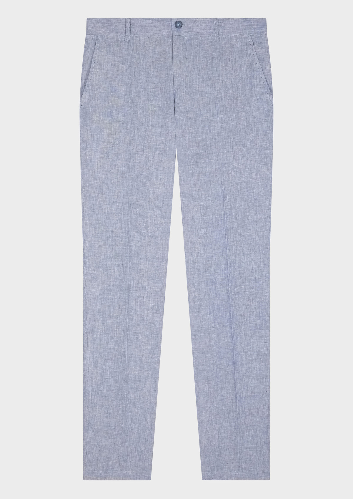 Pantalon coordonnable Slim en lin uni bleu ciel