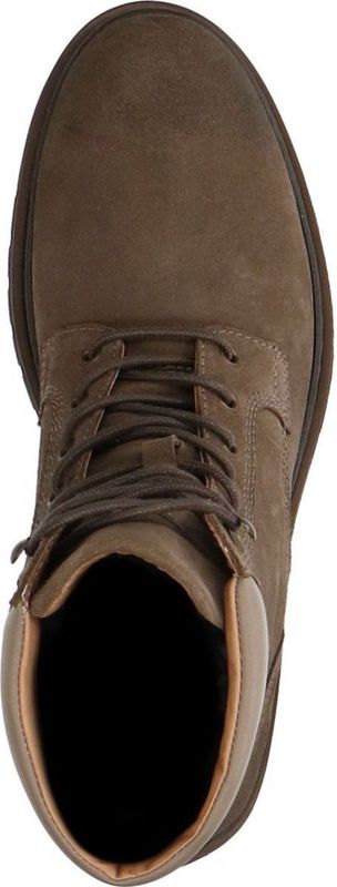 Manfield - Heren - Taupe Veterboots - Suède - Platte Hak 3 cm