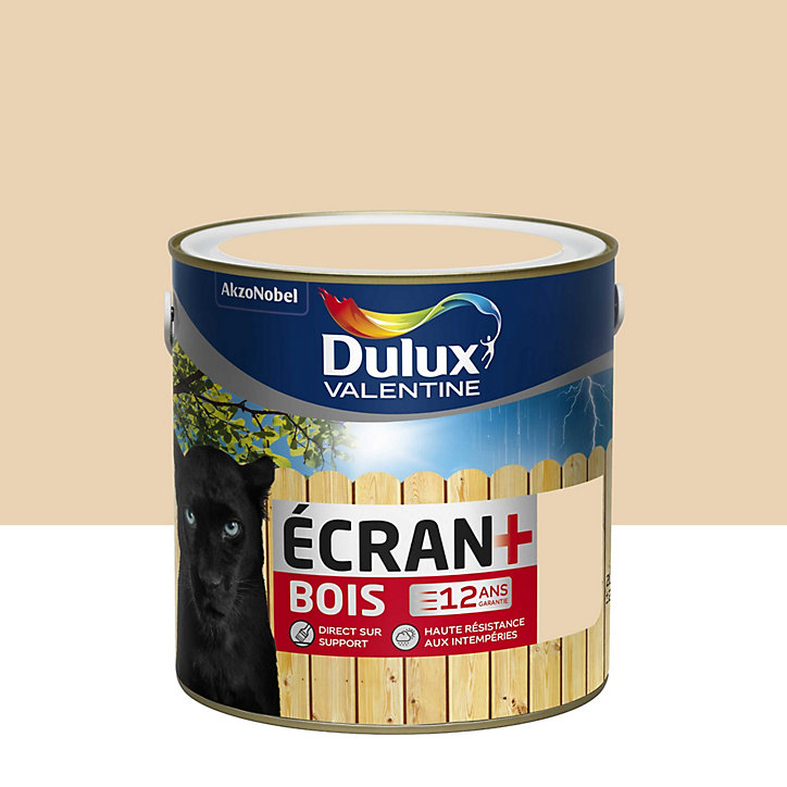 Peinture extérieure bois Ecran+ Bois Dulux Valentine satin sable clair RAL 1015 2L
