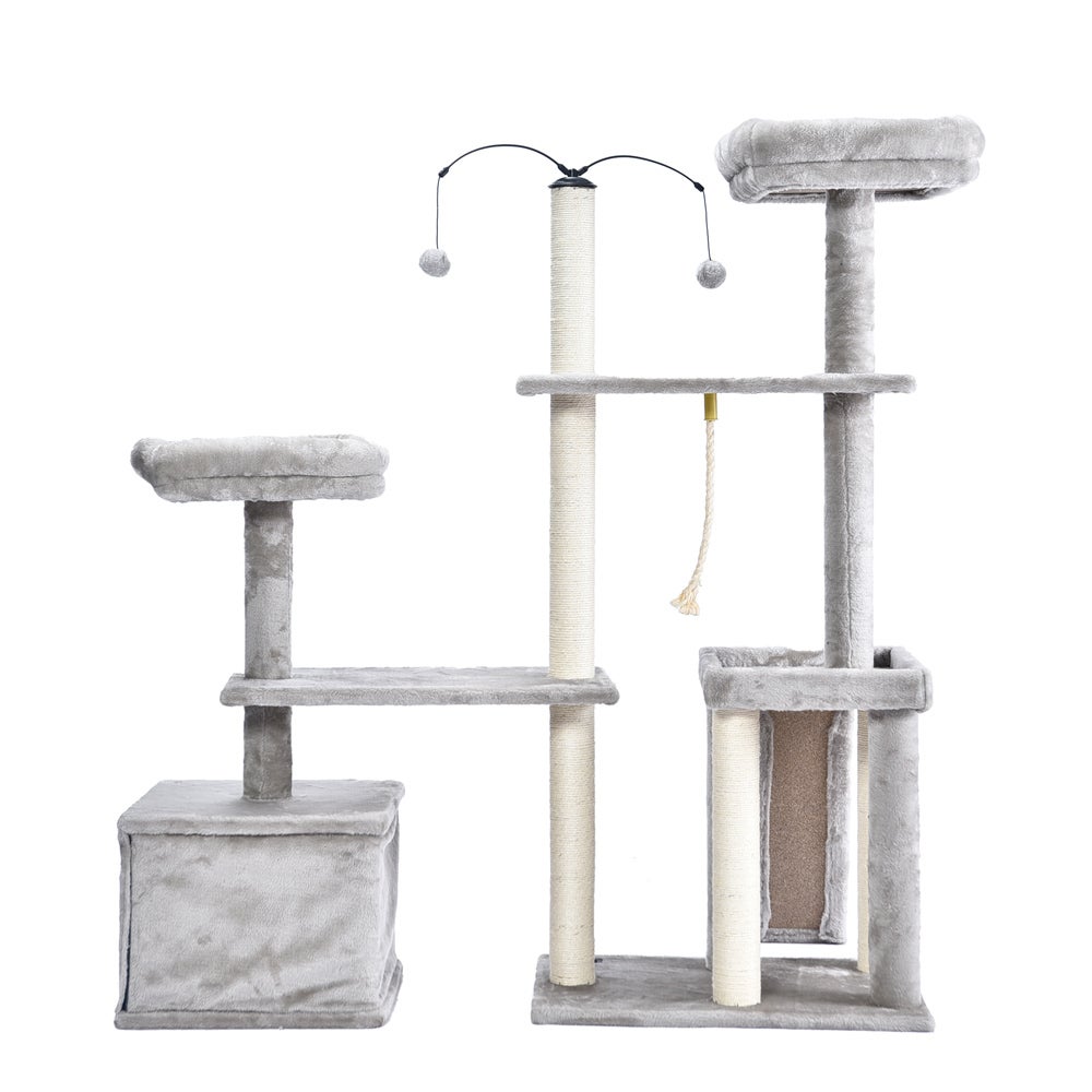 Home Deluxe - JAX Krabpaal - Kleur: Grijs, Afmetingen: 136 x 124 x 40 cm, Materiaal: Polyester, Sisal, Frame: MDF | Krabpalen voor katten