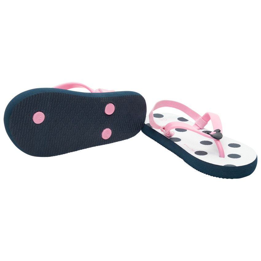 Tongs à bride rose badge Minnie Disney et pois - Rose