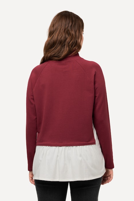Sweatshirt, Lagenoptik, Stehkragen, Langarm, Biobaumwolle