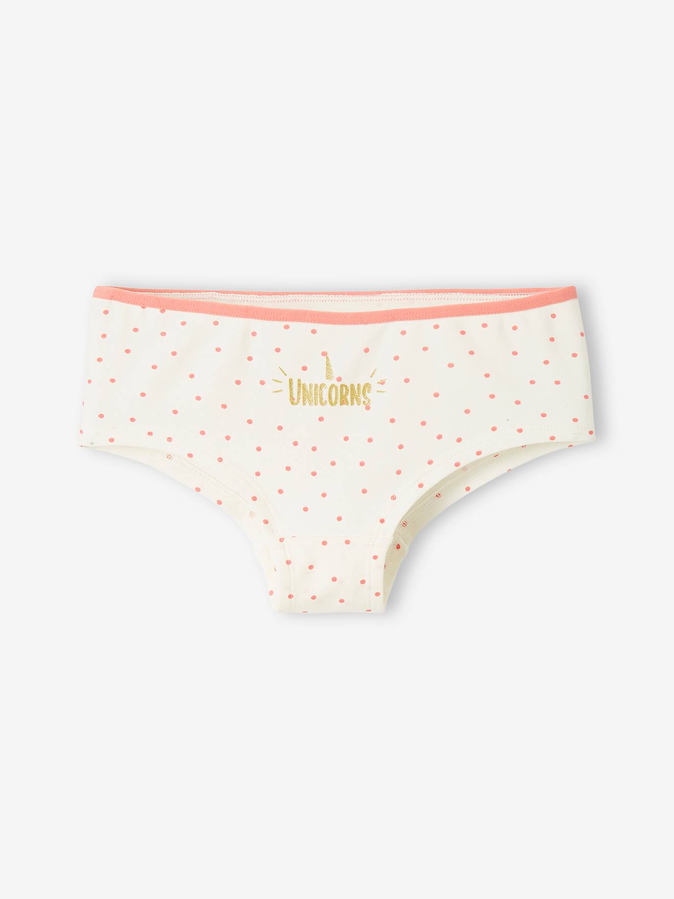 Pacote com 5 shorts de unicórnio para meninas, estampa rosa claro.