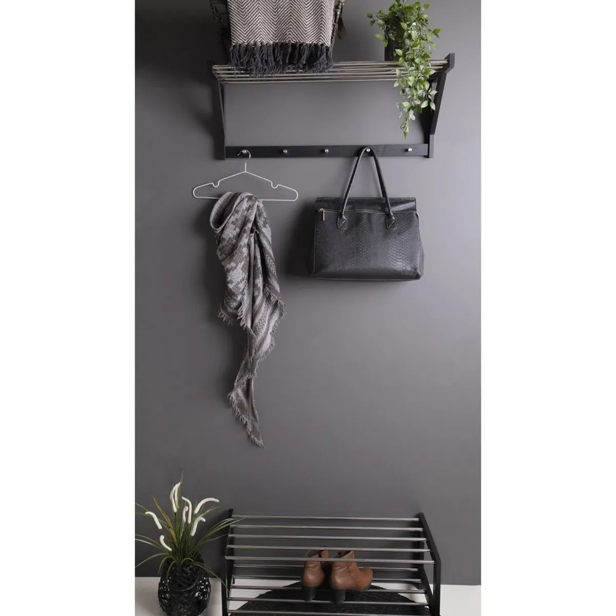 Epikasa Porte-Manteau Murale Padova - Noir Métal