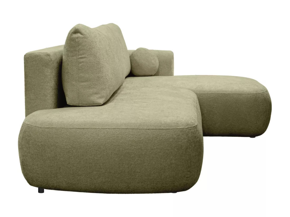 Canapé d'angle droit convertible en tissu texturé vert kaki BROCARO de Maison Céphy