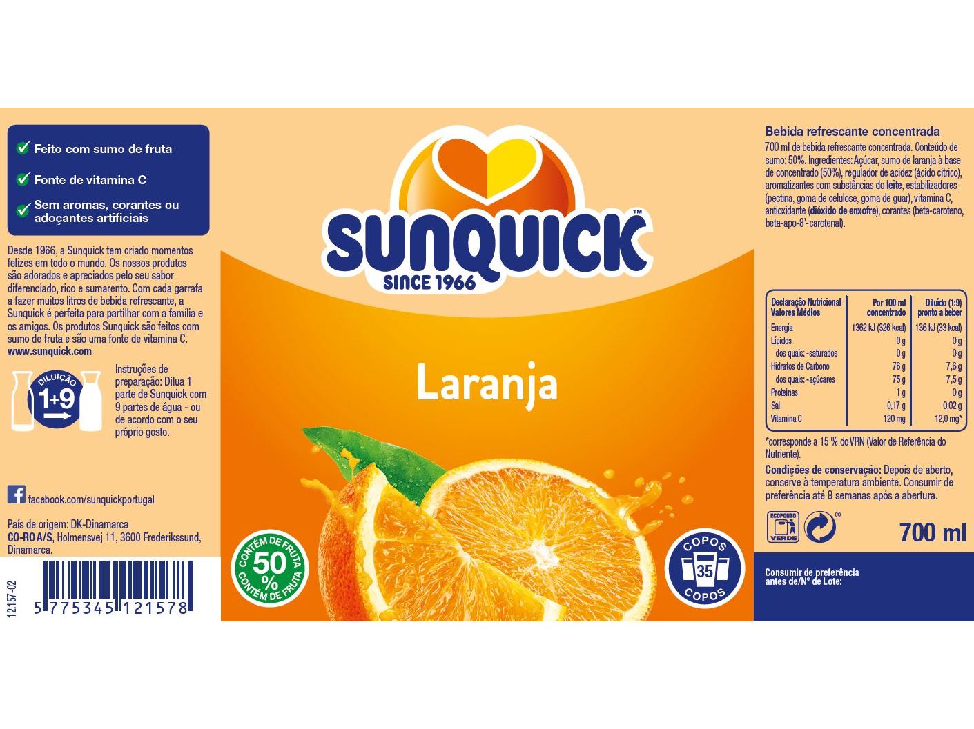 CONCENTRADO SUNQUICK LARANJA 0.70L