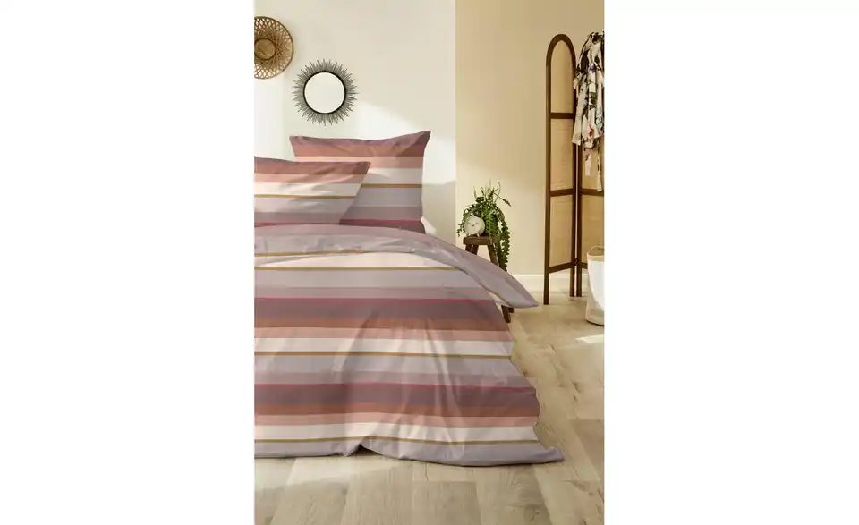 Biber Bettwäsche-Set 200 cm 135 cm Braun, Rot