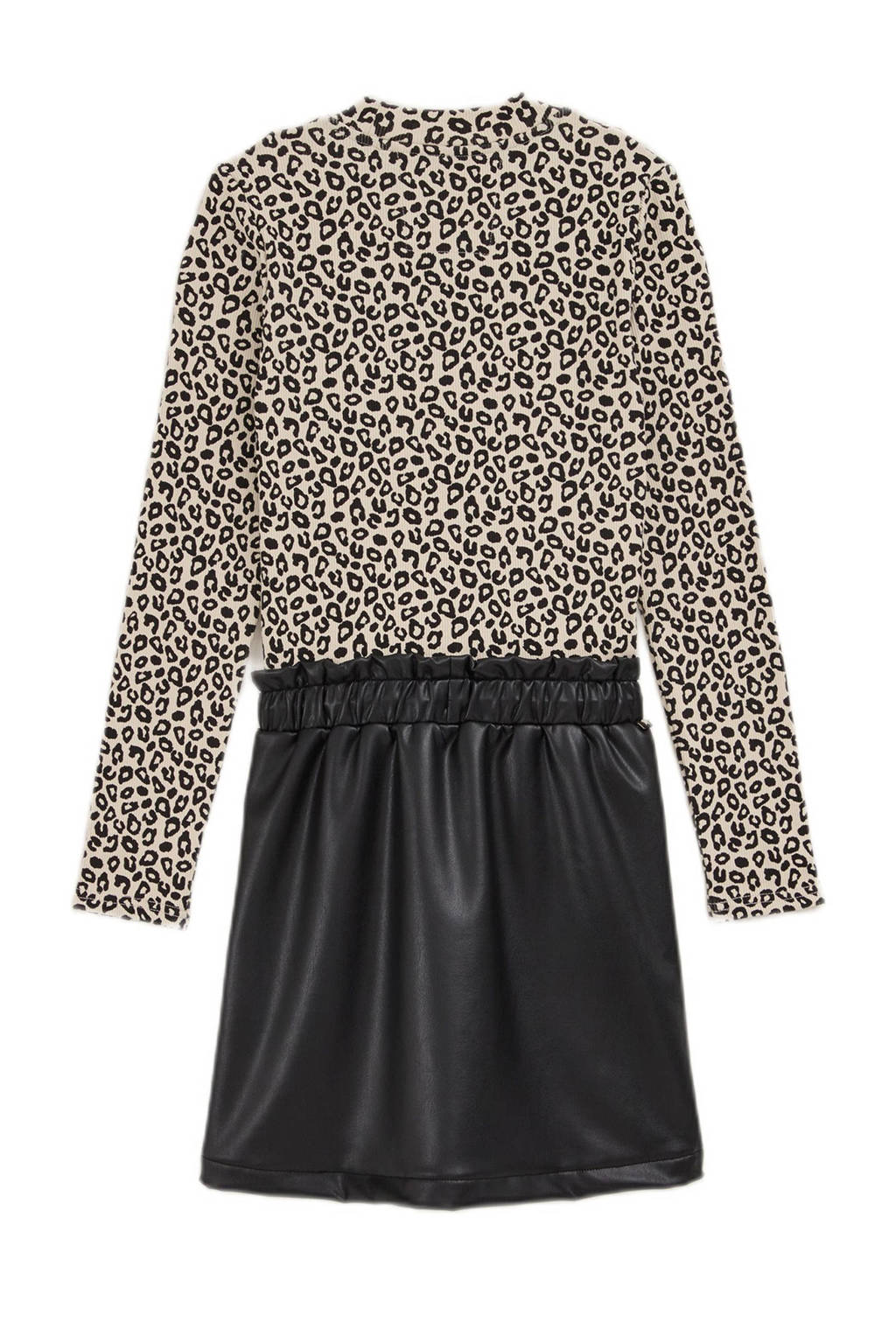 WE Fashion jurk met panterprint zwart/beige
