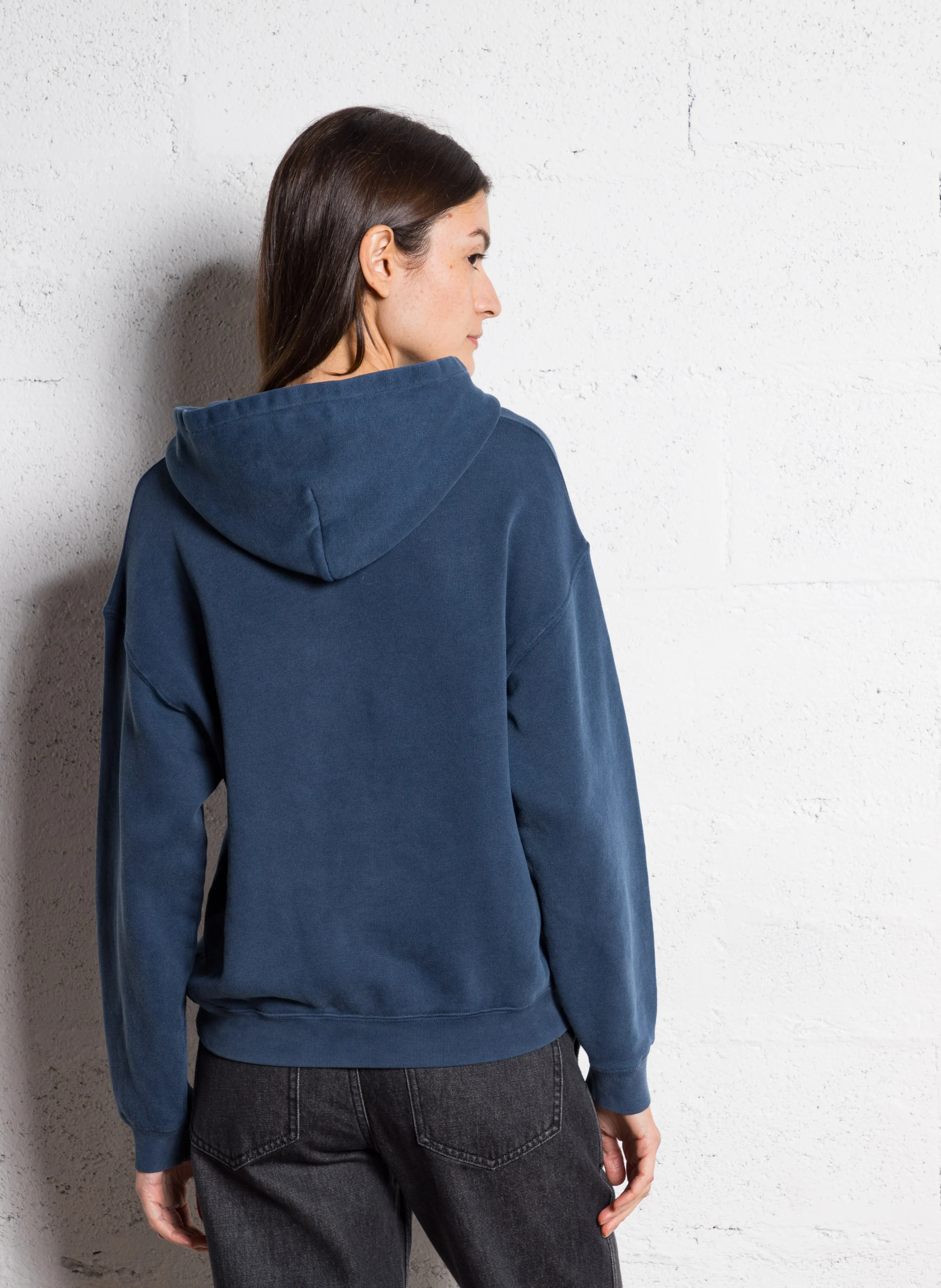 IZUBIRD - Sweat ample molletonné à capuche en coton | Bleu