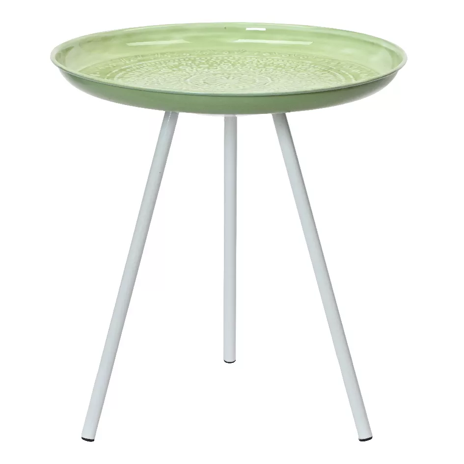 Table d'appoint ronde (H43 cm) Plateau émaillé Vert pomme