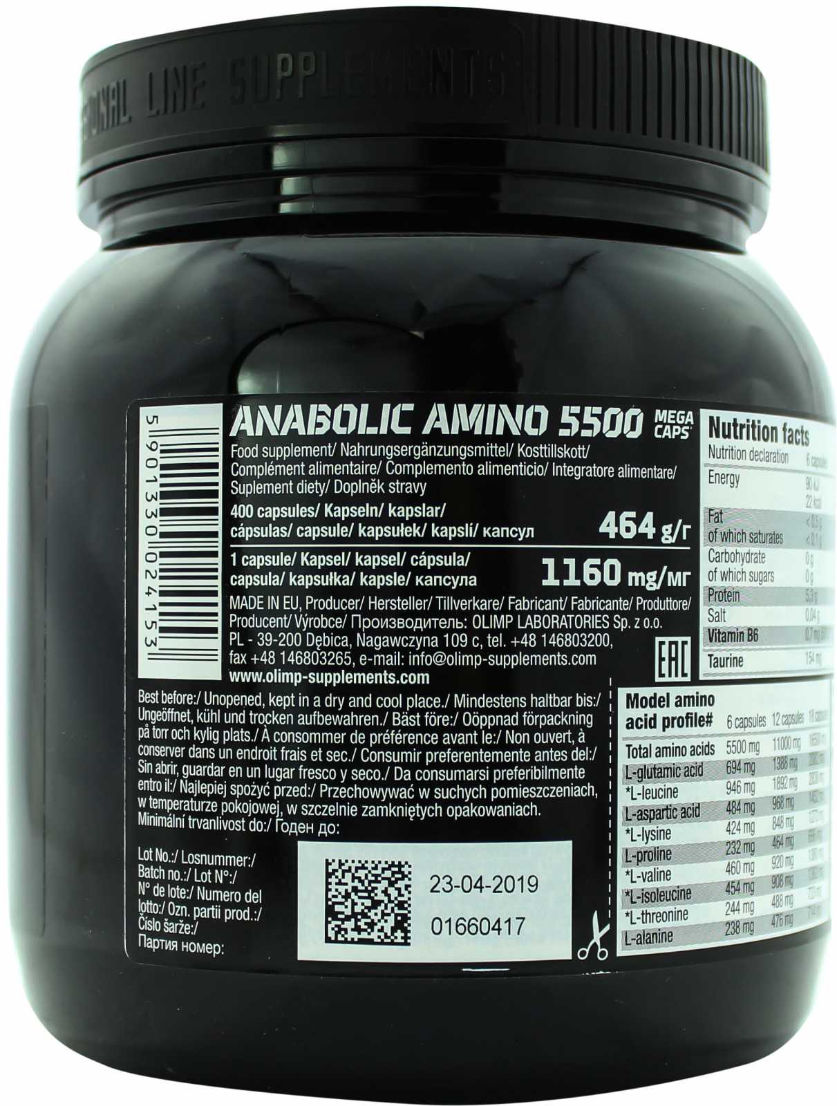 Olimp Anabolic Amino 5500 Mega 400 cápsulas