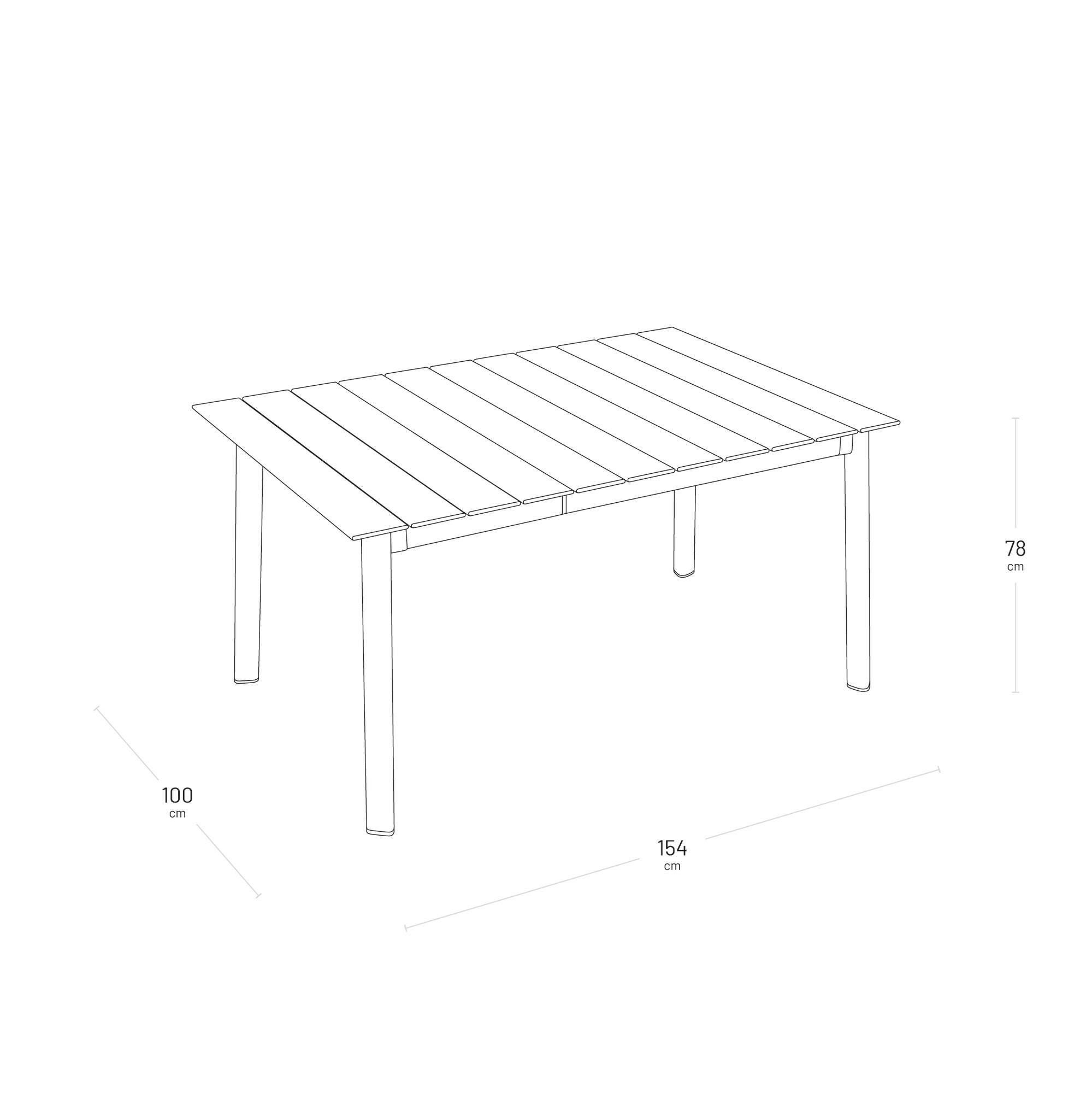 Gartentisch für 4 bis 6 Personen Oron Aluminium-Latten Grau Titane