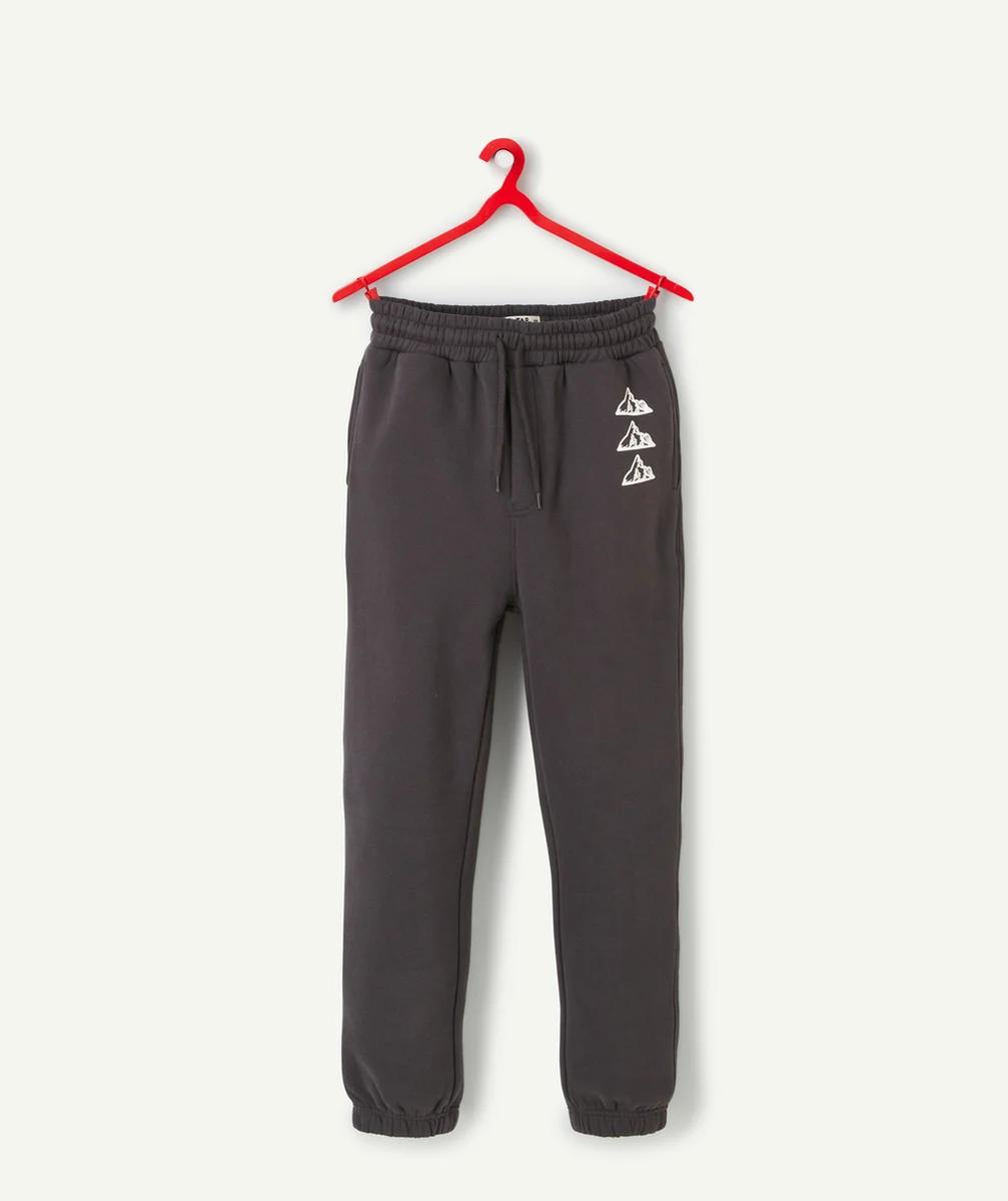 JOGGING GARÇON GRIS FONCÉ AVEC MONTAGNES BLANCHES