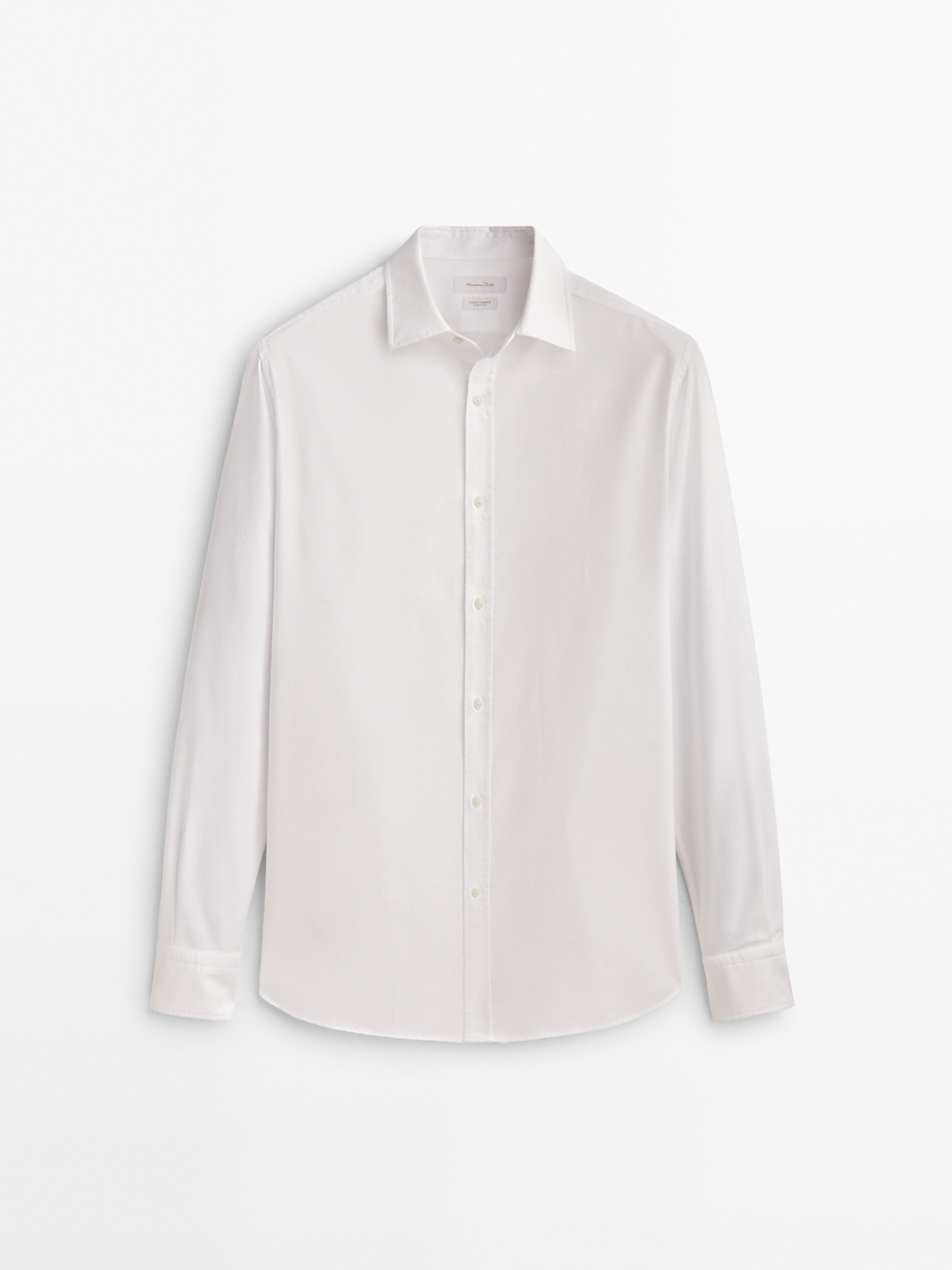 Camisa texturizada com estampa micro-xadrez e modelagem regular - BRANCA