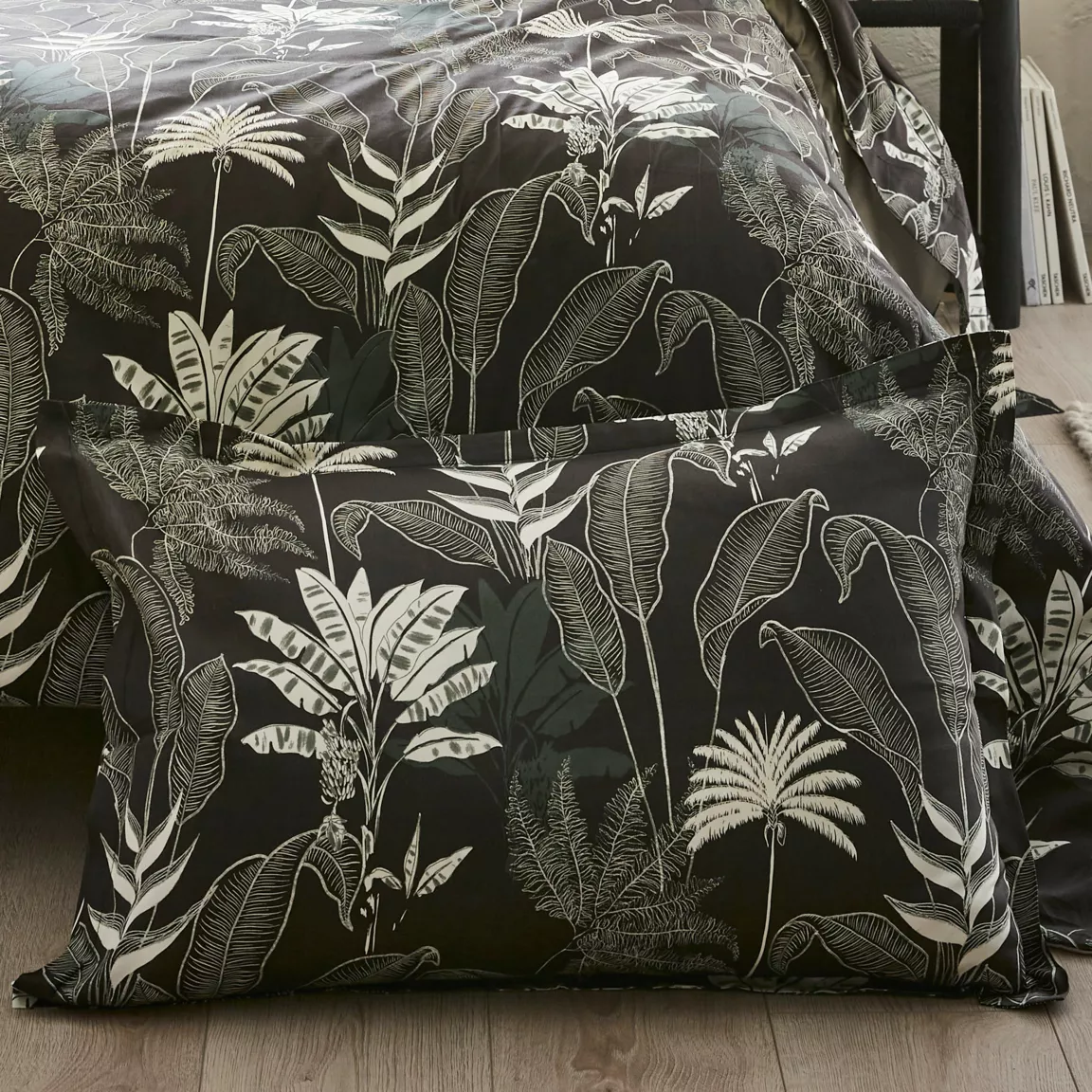 Taie d'oreiller rectangulaire satin de coton (50 x 70 cm) Cayenne Noire